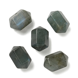 Бусины-пули из натурального лабрадорита с двумя заостренными концами и гранеными кусочками