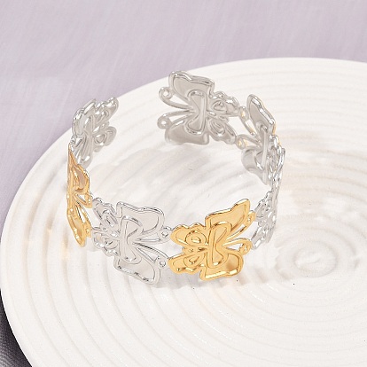 304 женские браслеты-манжеты из нержавеющей стали, бабочка, ионное покрытие (ip)