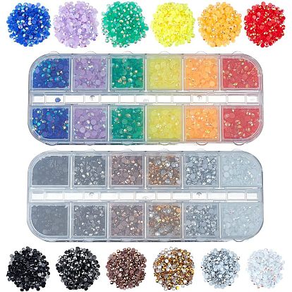 2 cajas 2 colores cabujones de diamantes de imitación de resina con parte posterior puntiaguda, accesorios de la decoración del arte del clavo, diamante