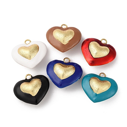 Латунь эмаль подвески, сердце, стойки покрытие, долговечный, без кадмия и без свинца, реальный 18 k позолоченный
