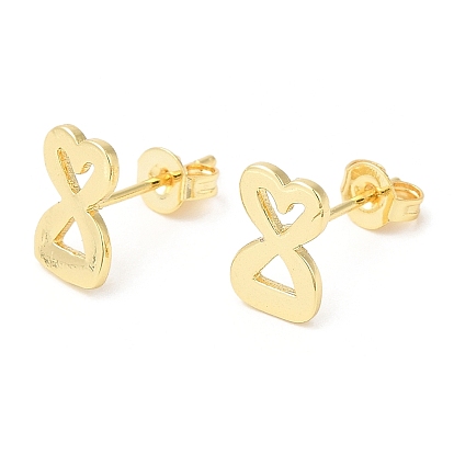 Brass Heart Infinity Stud Earrings, Lead Free & Cadmium Free