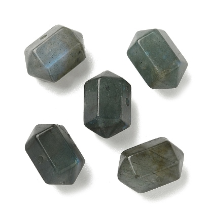 Бусины-пули из натурального лабрадорита с двумя заостренными концами и гранеными кусочками