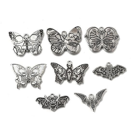 Colgantes de aleación de estilo gótico tibetano, dijes de mariposa y murciélago