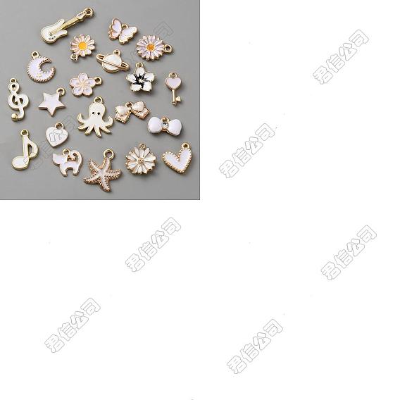 Alloy Enamel Pendants, Golden