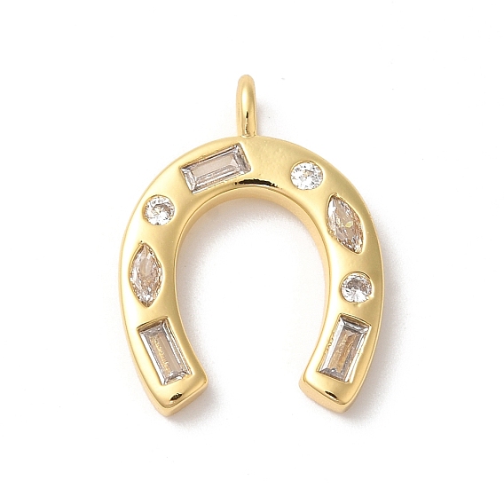 Подвески из латуни с покрытием из прозрачного кубического циркония, долговечный, без кадмия и без свинца, подковы