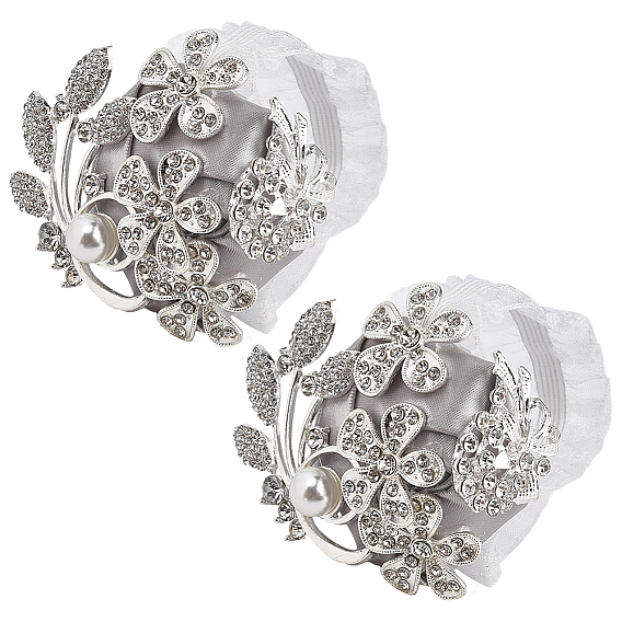 Корсаж на запястье из шёлковой ткани и цинкового сплава с кристаллами и стразами, с пластиковыми жемчужные бусины, ручной цветок для невесты или подружки невесты, свадьба, партийные украшения