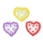 3Pcs 3 Colors Glass Seed Beaded Heart with Flower Pendants