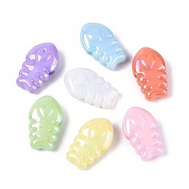 Непрозрачные акриловые бусины с УФ-покрытием, радужный, рыба с сердцем