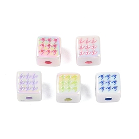 Uv perles acryliques de placage, cube avec motif pied de poule