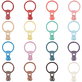 BENECREAT 32pcs 16 Colors Alloy Zipper, with Resin Puller, Round, Cadmium Free & Lead Free