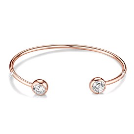 Brass Micro Pave AAA Cubic Zirconia Cuff Bangle, Torque Bangles