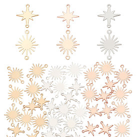 24шт 6 стили латунные подвески для разъемов, звезды и солнечные ссылки