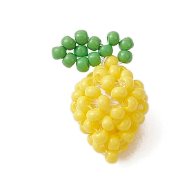 Handmade Glass Seed Beads, Loom Pattern, Lemon Pendant