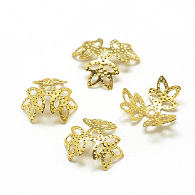 Покрытые железом причудливые шапочки для бусинок, цветок, 3-лепесток, филигрань