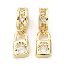 Brass Cubic Zirconia Pendants, Lock