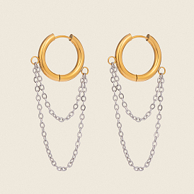304 двухцветные серьги-кольца из нержавеющей стали, цепочка-оберег