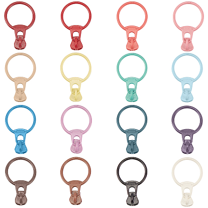 32pcs 16 Colors Alloy Zipper, with Resin Puller, Round, Cadmium Free & Lead Free