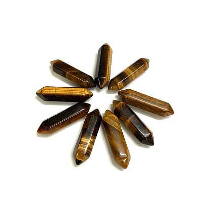 Natural Tiger Eye Beads, No Hole/Undrilled, Double Terminated Point, Healing Stones, Reiki Energy Balancing Meditation Therapy Wand