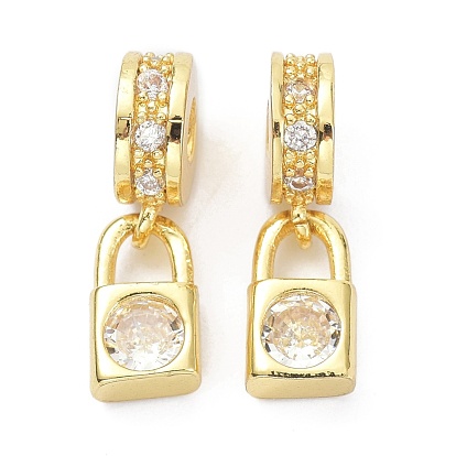 Brass Cubic Zirconia Pendants, Lock
