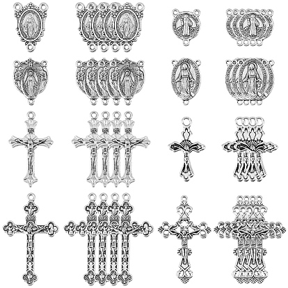 80Pcs 8 Styles Alloy Tibetan Style Pendants & Chandelier Component Links Kits, Mixed Shapes