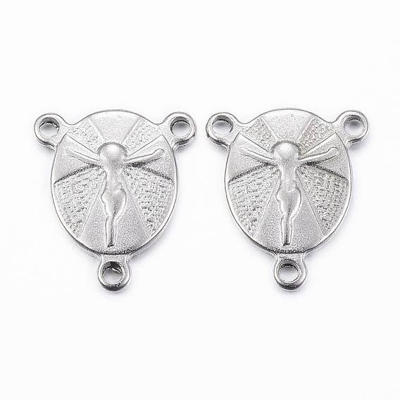 304 нержавеющей стали ссылки люстра компонент, 3 Разъемы петли, овальные с рисунками " virgin mary", части розария