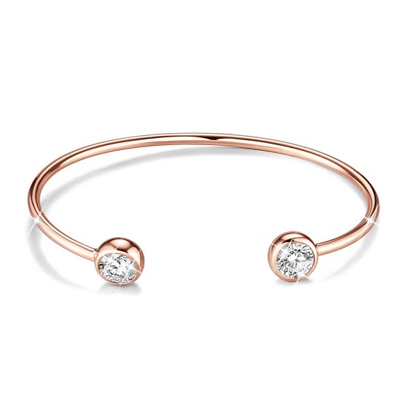 Brass Micro Pave AAA Cubic Zirconia Cuff Bangle, Torque Bangles