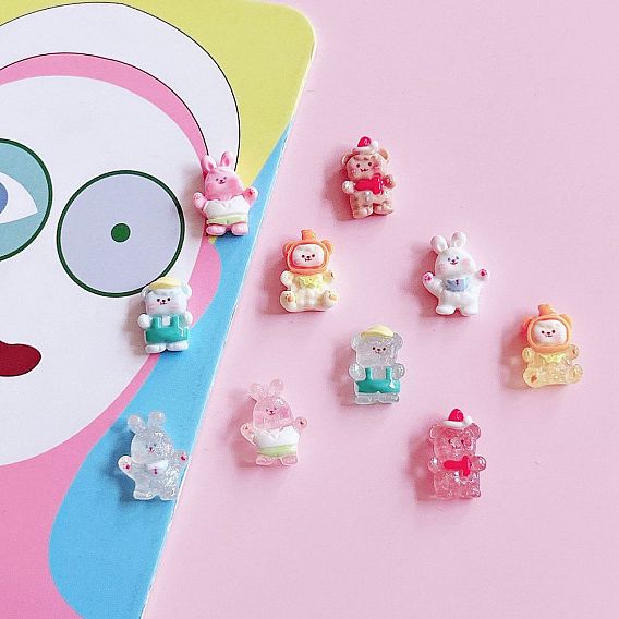 Кабошоны из смолы, кролик/медведь