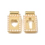 Brass with ABS Imitation Pearl Pendants, Rectangle Charms, Rack Plating, Long-Lasting Plated, Cadmium Free & Lead Free, Cut-Out