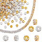 200Stk. 2 Farben Abstandsperlen aus Messing mit Strass, Klasse A, gerade Flansch, Rondell