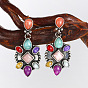 Fashion Red Agate Turquoise Mixed Color Gemstone Earrings - Vintage, Natural Stone, Exaggerated Ear Drops.
