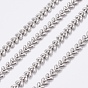 Brass Handmade Cobs Chains, Link Chains, with Spool, Long-Lasting Plated, Unwelded, Leaf
