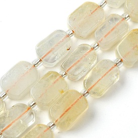 Natural Citrine Beads Strands, with Seed Beads, Rectangle
