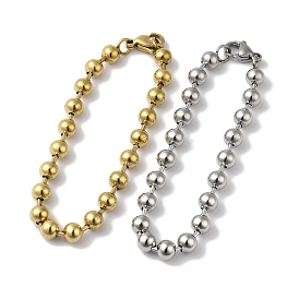 304 Stainless Steel Beads Ball Chain Bracelets for Women