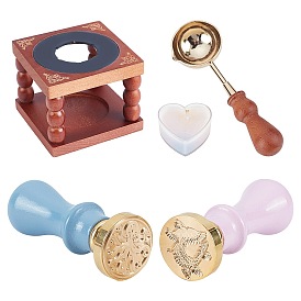 CRASPIRE DIY Stamp Making Kits, Including Wax Seal Stamp Set, Pear Wood Handle and Brass Wax Seal Stamp Heads