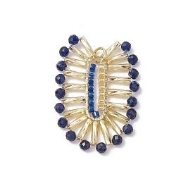 Овальные подвески из стеклянных бусин в стиле бохо, с 304 открытыми соединительными кольцами из нержавеющей стали, бусиной из синтетической синей шпинели и соединительным кольцом из латуни