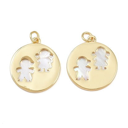 Природные подвески оболочки, латунные полые плоские круглые подвески для мальчиков и девочек с соединительными кольцами, без свинца и без кадмия, долговечный, стойки покрытие, цвет морской раковины