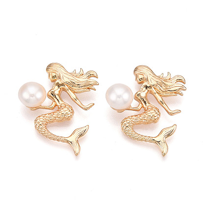 Подвески из натурального культивированного пресноводного жемчуга из латуни, русалка