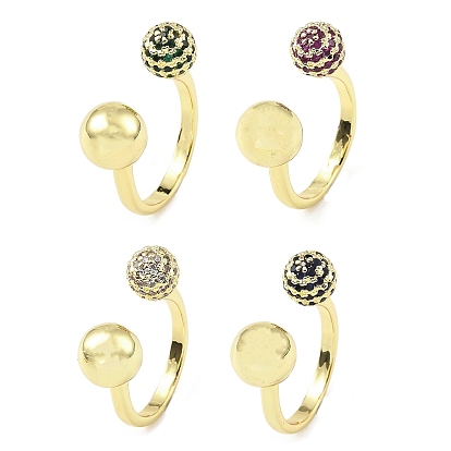 Открытое кольцо-манжета с кубическим цирконием и цветком, покрытие стойки настоящее 18k позолоченное латунное кольцо, долговечный