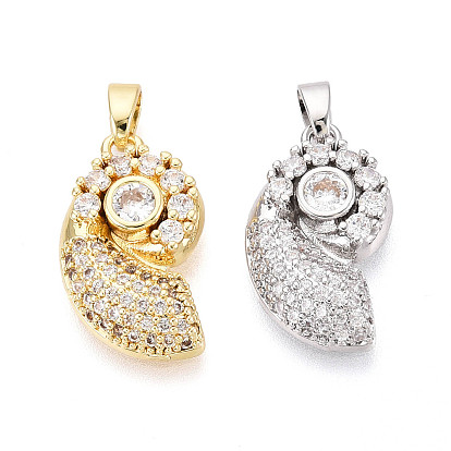 Латунные микропаве прозрачные подвески с фианитом, раковины прелести