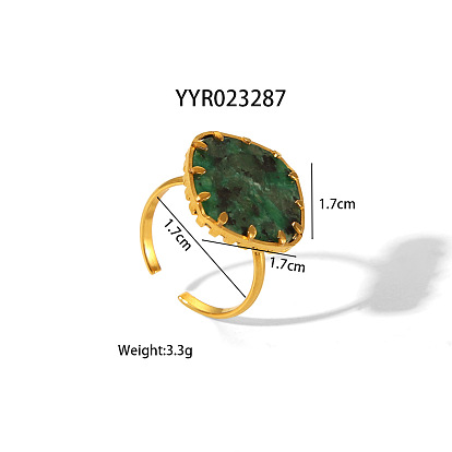 Кольца с ромбами из синтетической бирюзы, манжеты из нержавеющей стали, золотые