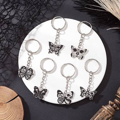 6 шт. эмалированный сплав для ключей на Хэллоуин, с железными разрезными брелоками, бабочка