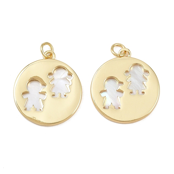 Природные подвески оболочки, латунные полые плоские круглые подвески для мальчиков и девочек с соединительными кольцами, без свинца и без кадмия, долговечный, стойки покрытие, цвет морской раковины