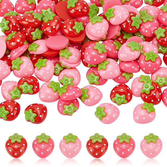 99шт 3 цветные кабошоны из непрозрачной смолы, клубника