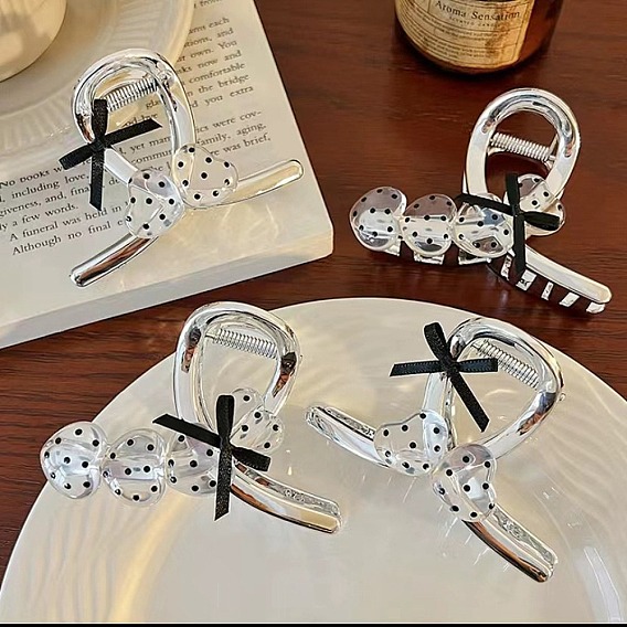 Заколки для волос в форме банта из сплава ацетата целлюлозы в горошек с изображением сердечка любви, аксессуары для волос для женщин девушки густые волосы