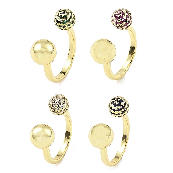 Открытое кольцо-манжета с кубическим цирконием и цветком, покрытие стойки настоящее 18k позолоченное латунное кольцо, долговечный