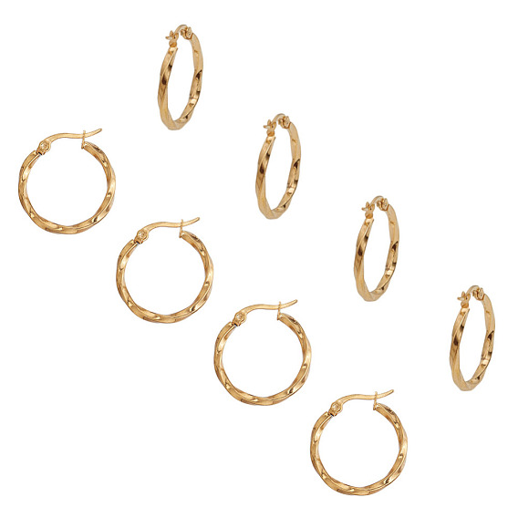 304 Edelstahl Creolen Ohrstecker , Ring, verdreht