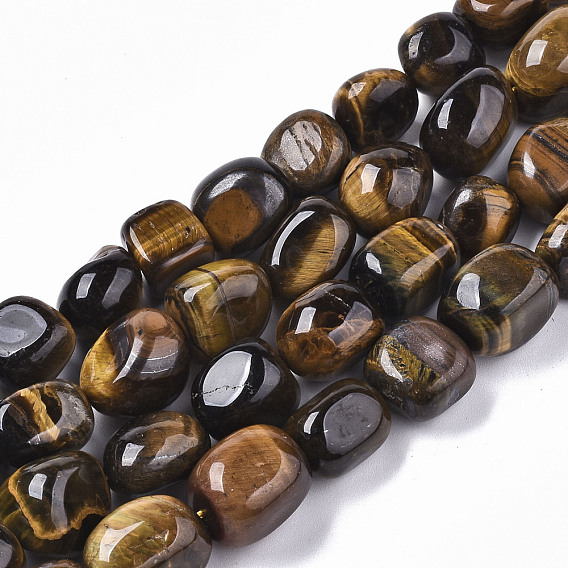 Chapelets de perles oeil de tigre naturelles, pierre tombée, nuggets