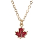 Латунный красный эмалевый кленовый лист кулон кабель цепочка ожерелья для женщин