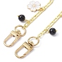 Flower & Star Alloy Enamel Charm Purse Chains with Natural Gemstone & Swivel Clasps, Brass Chunky Chain/Curban Chain Bag Strap
