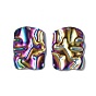 Ion Plating(IP) 304 Stainless Steel Pendants, Textured, Rectangle Charm